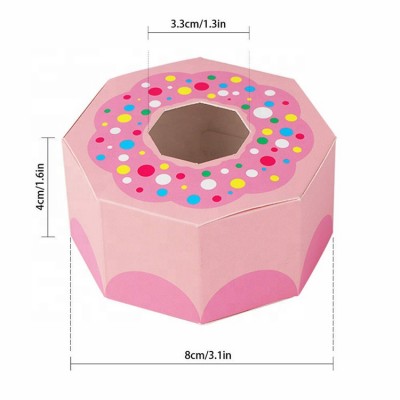 2020 hot selling pink hexagon paper packaging box with clear window